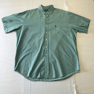 Ralph Lauren Blake Men's Plaid Button Down Shirt Short Sleeve XL Green Blue